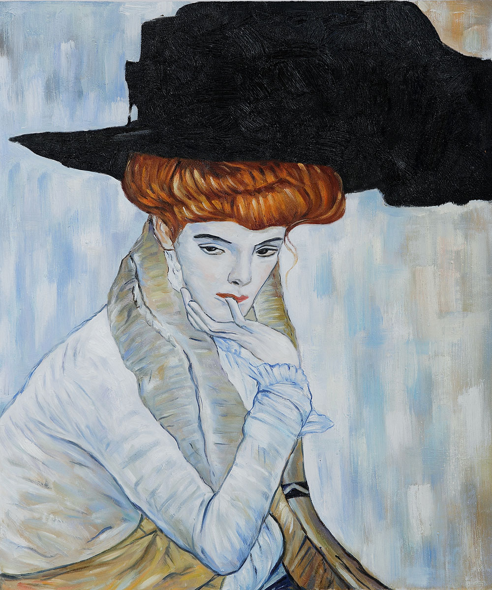Black Feather Hat - Gustav Klimt Painting